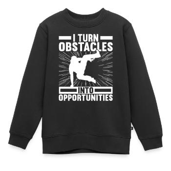 Parkour Freerunning - Sweat Premium enfant bio - noir - Devant - AI Model Kid Female (0cm)