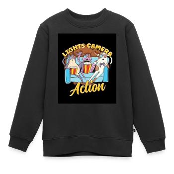 Ligts Camera Action - Kinder Premium Organic Sweatshirt - Schwarz - Vorne - AI Model Kid Female (0cm)