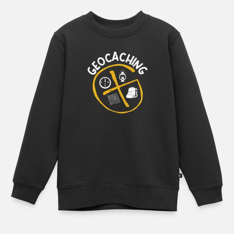 Expérience de camping Geocaching Geocaching - Sweat Premium enfant bio - noir