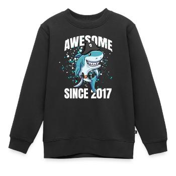 Awesome seit 2017 - 6. Shark Geburtstag - Kinder Premium Organic Sweatshirt - Schwarz - Vorne - AI Model Kid Female (0cm)