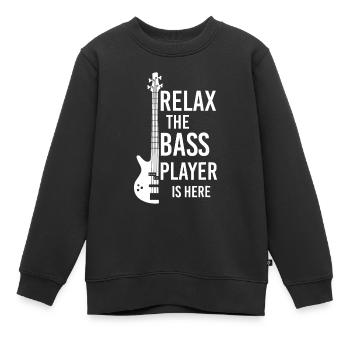 Relax Der Bassist ist hier Bassgitarre - Kinder Premium Organic Sweatshirt - Schwarz - Vorne - AI Model Kid Female (0cm)