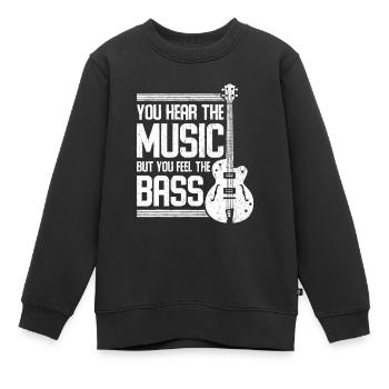 Du hörst die Musik, aber du spürst den Bass Guitarlov - Kinder Premium Organic Sweatshirt - Schwarz - Vorne - AI Model Kid Female (0cm)