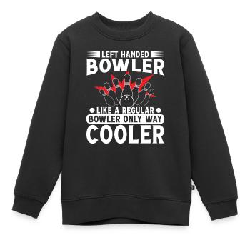Bowler gaucher comme un refroidisseur Bowler normal - Sweat Premium enfant bio - noir - Devant - AI Model Kid Female (0cm)