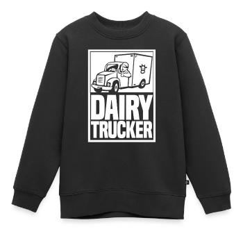Camion de lait de vache Chauffeur de lait - Sweat Premium enfant bio - noir - Devant - AI Model Kid Female (0cm)