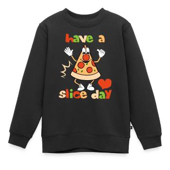 Pizza comique, jeu de mots, jeu de mots, dicton pour les fans de pizza - Sweat Premium enfant bio - noir - Devant - AI Model Kid Female (0cm)