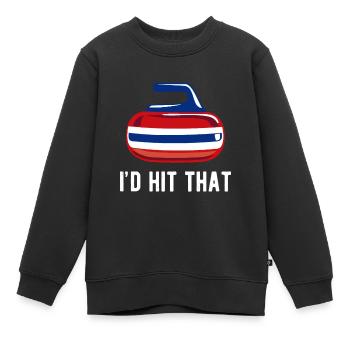 Lustiges "Ich würde das treffen" Curling-Team, das Rock Gi fegt - Kinder Premium Organic Sweatshirt - Schwarz - Vorne - AI Model Kid Female (0cm)