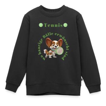 Tennis spielt gerne mit haarigen Bällen - Kinder Premium Organic Sweatshirt - Schwarz - Vorne - AI Model Kid Female (0cm)