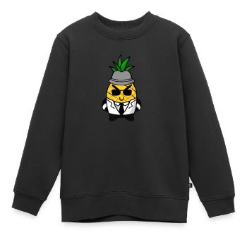 Ananas Gangster Mafia Kawaii Design - Kinder Premium Organic Sweatshirt - Schwarz - Vorne - AI Model Kid Female (0cm)