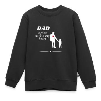 Papa l’homme au grand cœur - Sweat Premium enfant bio - noir - Devant - AI Model Kid Female (0cm)