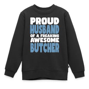 Stolze Ehefrau Eines Verdammt Guten Metzgers - Kinder Premium Organic Sweatshirt - Schwarz - Vorne - AI Model Kid Female (0cm)