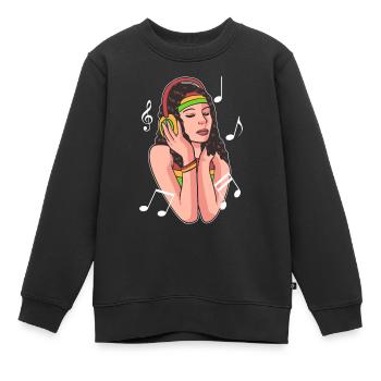 Passionnée de musique Reggae - Sweat Premium enfant bio - noir - Devant - AI Model Kid Female (0cm)