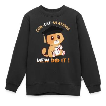 Cute Cat Diplômé Graduation 2023 - Sweat Premium enfant bio - noir - Devant - AI Model Kid Female (0cm)