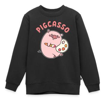 Cochon d’artiste d’artistes visuels - Sweat Premium enfant bio - noir - Devant - AI Model Kid Female (0cm)