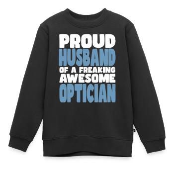 Fière épouse d’un sacré bon opticien - Sweat Premium enfant bio - noir - Devant - AI Model Kid Female (0cm)