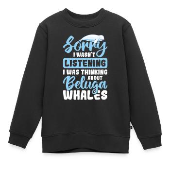 Béluga Béluga Baleine Observation des baleines Dauphin Dauphin - Sweat Premium enfant bio - noir - Devant - AI Model Kid Female (0cm)