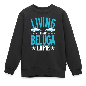 Béluga Béluga Baleine Observation des baleines Dauphin Dauphin - Sweat Premium enfant bio - noir - Devant - AI Model Kid Female (0cm)