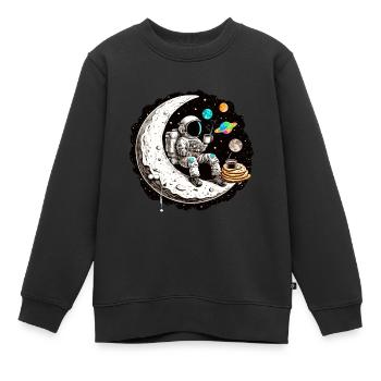Astronaut trinkt Kaffee auf dem Mond - Kinder Premium Organic Sweatshirt - Schwarz - Vorne - AI Model Kid Female (0cm)