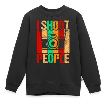 Photographie Photo Photographe Photographes! Photographes - Sweat Premium enfant bio - noir - Devant - AI Model Kid Female (0cm)