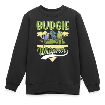 Perruche Welli chuchoter - Sweat Premium enfant bio - noir - Devant - AI Model Kid Female (0cm)