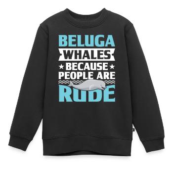 Béluga Béluga Baleine Observation des baleines Dauphin Dauphin - Sweat Premium enfant bio - noir - Devant - AI Model Kid Female (0cm)