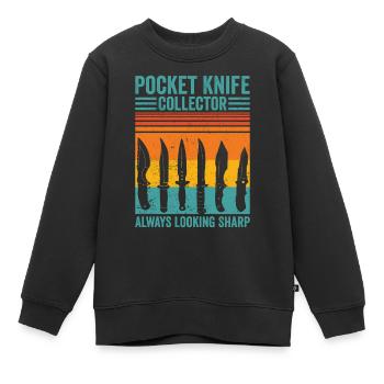 Knife collector - Kids Premium Organic Sweatshirt - black - Front - AI Model Kid Female (0cm)