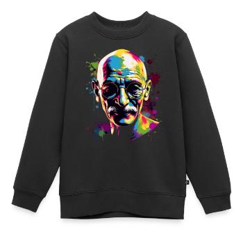 Friedensnobelpreisträger Mahatma Gandhi - Kinder Premium Organic Sweatshirt - Schwarz - Vorne - AI Model Kid Female (0cm)