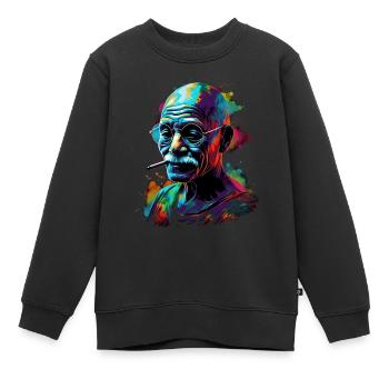 Friedensnobelpreisträger Mahatma Gandhi Geschenk - Kinder Premium Organic Sweatshirt - Schwarz - Vorne - AI Model Kid Female (0cm)