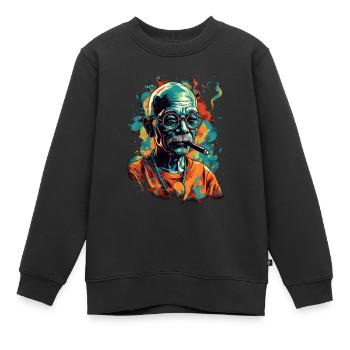 Friedensnobelpreisträger Mahatma Gandhi Geschenk - Kinder Premium Organic Sweatshirt - Schwarz - Vorne - AI Model Kid Female (0cm)