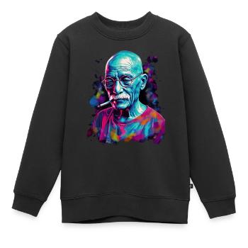 Friedensnobelpreisträger Mahatma Gandhi - Kinder Premium Organic Sweatshirt - Schwarz - Vorne - AI Model Kid Female (0cm)