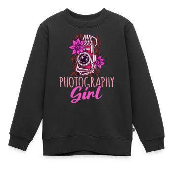 Photographie Photo Photographe Photographes! Photographes - Sweat Premium enfant bio - noir - Devant - AI Model Kid Female (0cm)