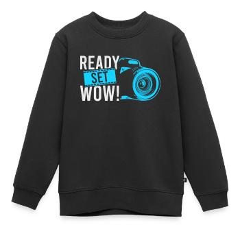 Photographie Photo Photographe Photographes! Photographes - Sweat Premium enfant bio - noir - Devant - AI Model Kid Female (0cm)