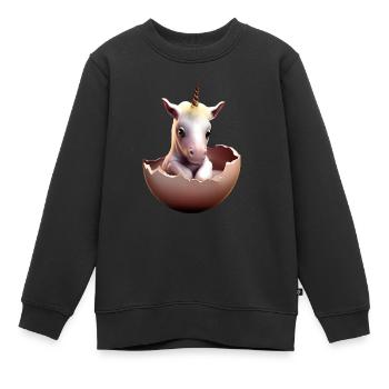 Bébé licorne à couver - Sweat Premium enfant bio - noir - Devant - AI Model Kid Female (0cm)