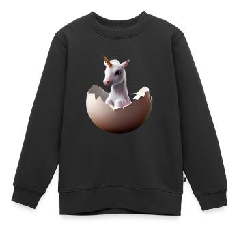Bébé licorne à couver - Sweat Premium enfant bio - noir - Devant - AI Model Kid Female (0cm)