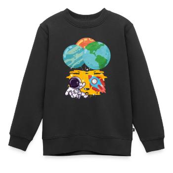 Astronaut Pluto Neptun Erde Balloon - Kinder Premium Organic Sweatshirt - Schwarz - Vorne - AI Model Kid Female (0cm)