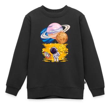 Astronaut Uranus Merkur Saturn Balloons - Kinder Premium Organic Sweatshirt - Schwarz - Vorne - AI Model Kid Female (0cm)