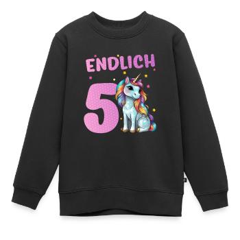 Einhorn 5 Endlich Jahre Alt Geburtstag - Kinder Premium Organic Sweatshirt - Schwarz - Vorne - AI Model Kid Female (0cm)