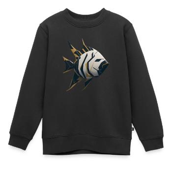 Geometrischer Fisch - Kinder Premium Organic Sweatshirt - Schwarz - Vorne - AI Model Kid Female (0cm)
