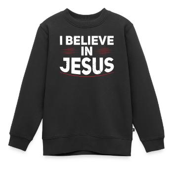 Je crois en Jésus Foi chrétienne croyant - Sweat Premium enfant bio - noir - Devant - AI Model Kid Female (0cm)