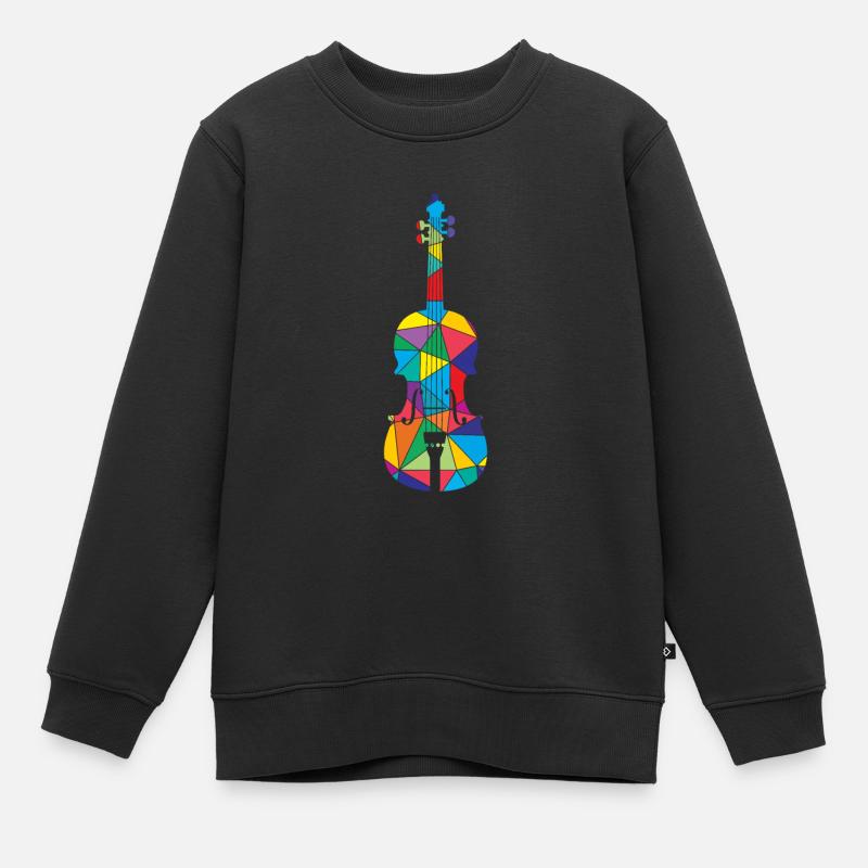 Low Poly Musikalisches Polygon Geige - Kinder Premium Organic Sweatshirt - Schwarz
