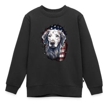 Hund Amerikanische Flagge stolzer Hundeliebhaber - Kinder Premium Organic Sweatshirt - Schwarz - Vorne - AI Model Kid Female (0cm)
