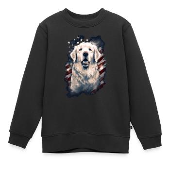 Hund Amerikanische Flagge stolzer Hundeliebhaber - Kinder Premium Organic Sweatshirt - Schwarz - Vorne - AI Model Kid Female (0cm)