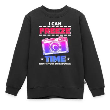 Photographie Photo Photographe Photographes! Photographes - Sweat Premium enfant bio - noir - Devant - AI Model Kid Female (0cm)