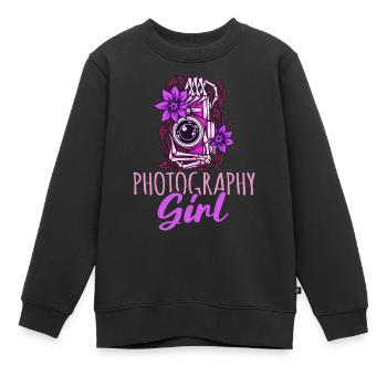 Photographie Photo Photographe Photographes! Photographes - Sweat Premium enfant bio - noir - Devant - AI Model Kid Female (0cm)