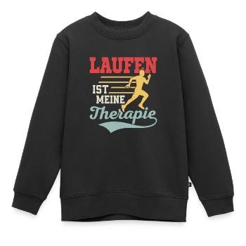 Laufen ist meine Therapie Läufer Joggen - Kinder Premium Organic Sweatshirt - Schwarz - Vorne - AI Model Kid Female (0cm)