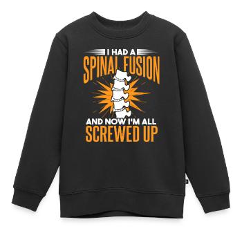 J’ai eu une fusion vertébrale - Sweat Premium enfant bio - noir - Devant - AI Model Kid Female (0cm)