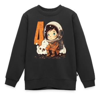 4 Jahre alt Astronaut Weltraum Kindergeburtstag - Kinder Premium Organic Sweatshirt - Schwarz - Vorne - AI Model Kid Female (0cm)
