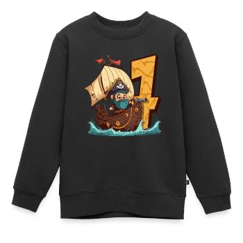 7 Year Old Pirate & Pirate Children's Birthday Party - Kids Premium Organic Sweatshirt - black - Front - AI Model Kid Female (0cm)