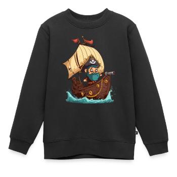 Niedliche und süße Piraten Illustration - Kinder Premium Organic Sweatshirt - Schwarz - Vorne - AI Model Kid Female (0cm)