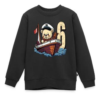 6 years old Sea Dog & Captain Children's Birthday Party - Kids Premium Organic Sweatshirt - black - Front - AI Model Kid Female (0cm)