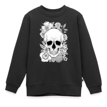 Cadeau d’art floral floral esthétique - Sweat Premium enfant bio - noir - Devant - AI Model Kid Female (0cm)